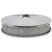 TFI CHROME AIR CLEANER 14"X 3" HOLLEY RECESSED BASE SUIT HOLLEY