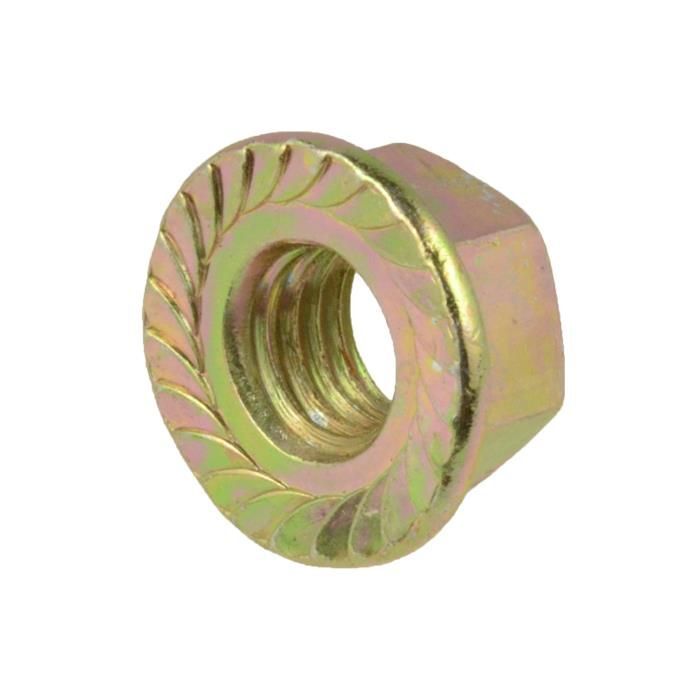 FLANGED NUT M6 X 1.0P DIN 6923 CLASS 8 TENSILE STRENGTH ZINC YELLOW