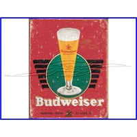 SIGN BUD RETRO GLASS & LOGO