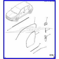 DOOR BELT RIGHT FRONT Door Window Glass Run. (Outer) AH ASTRA NO6 IN PIC