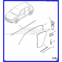 DOOR BELT LEFT REAR Side Door Window Glass Run. (Outer) AH ASTRA NO8 IN PIC