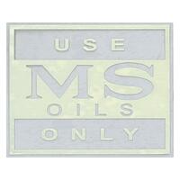 DECAL HR HK HT HG 186S ROCKER COVER BLACK "USE MS OILS ONLY"
