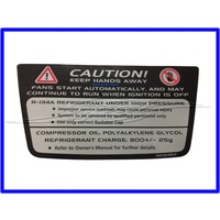 RADIATOR CAP COVER FAN CAUTION DECAL VZ WL CV8-Z