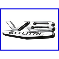 BADGE EMBLEM V8 6.0 LITRE VZ VE WL WM (CHROME & CHARCOAL) PONTIAC GTO 2004-2006