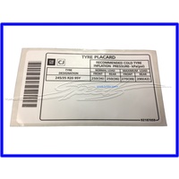 DECAL TYRE PRESSURE PLACARD 245/35/20 VE