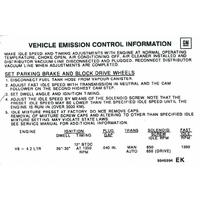 DECAL EMISSION LX TORANA & HZ 4.2 LITRE