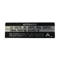 ALTERNATOR DECAL (EMAIL SYSTEM) XR XT ZA