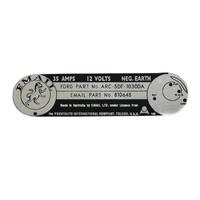 ALTERNATOR DECAL'EMAIL 35 AMP' (ALUMINIU