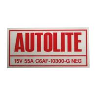 ALTERNATOR DECAL 'AUTOLITE 55 AMP' XW ZC 15V 55A C6AF-10300-G NEG Windsor