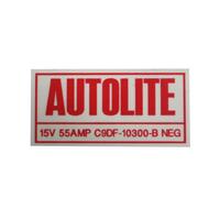 ALTERNATOR DECAL'AUTOLITE 55 AMP' XW XY CLEVELAND