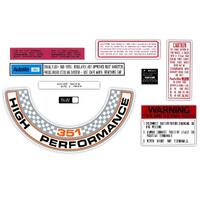 Decal Kit XW GT Engine Bay 351 Windsor B
