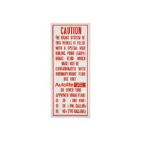 DECAL XW XY ZC ZD BRAKE FLUID AUTOLITE