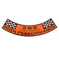 '289 HIGH PERFORMANCE' AIR CLEANER DECAL