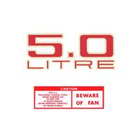 5.0 LITRE ENGINE DECAL KIT HJ LH