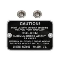 GROSS WEIGHT TAG FE FC EJ UTE 29 CWTS