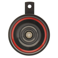 HORN DISC TYPE HIGH TONE Voltage: 12V Audible level: 110dB (high tone) 2 x Blade terminal Frequency: 350Hz Diameter 90mm