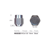 MAG WHEEL NUT BLACK 19MM 12 X 1.5