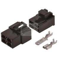 ELECTRICAL CONNECTOR PLUG HOUSING KIT 4 POLE BLACK MALE & FEMALE WITH TERMINALS 250 SERIES JAYLEC