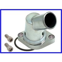 THERMOSTAT HOUSING Polished Aluminum 1966-75 SBC 283-350 45? angle, swivels 360? for customized plumbing setups