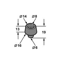 BUMPER 13MM TALL 6MM HOLE 16MM OD BASE T
