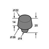 BUMPER 13.5MM TALL 15MM HOLE 26MM BASE O