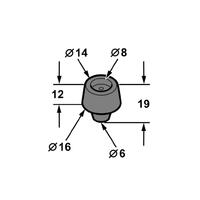 BUMPER 12MM TALL 6MM HOLE 16MM BASE OD T