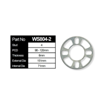 WHEEL SPACERS MULTIFIT 4 STUD 8MM THICK