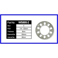 WHEEL SPACERS MULTIFIT 8MM 5 STUD SUITS ALL PRE COMMODORE 1 PAIR