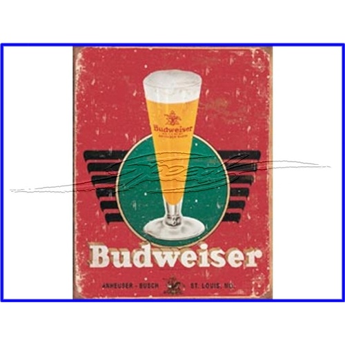 SIGN BUD RETRO GLASS & LOGO