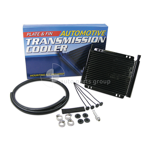 TRANSMISSION COOLER 280MM X 176MM X 19MM 3/8 FITTINGS COMPLETE WITH MOUNTING KIT