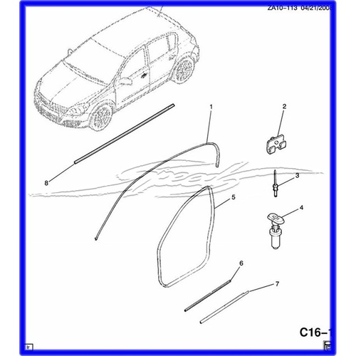 DOOR BELT RIGHT FRONT Door Window Glass Run. (Outer) AH ASTRA NO6 IN PIC