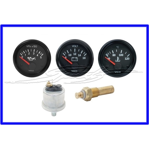 GUAGE SET TRIPLE INCLUDING VOLTS AND MATCHED TEMP AND OIL SENDER VDO