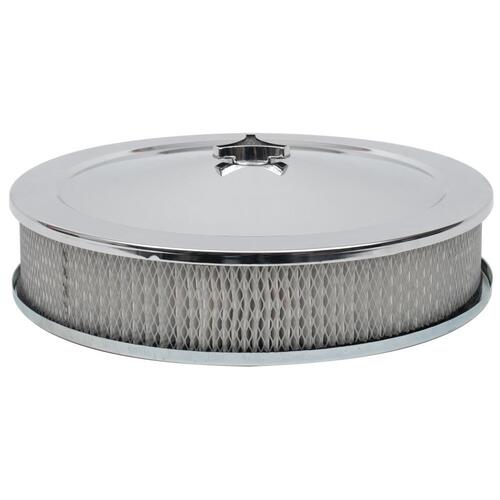 TFI CHROME AIR CLEANER 14'X3' HOLLEY / QUADRAJET STANDARD BASE