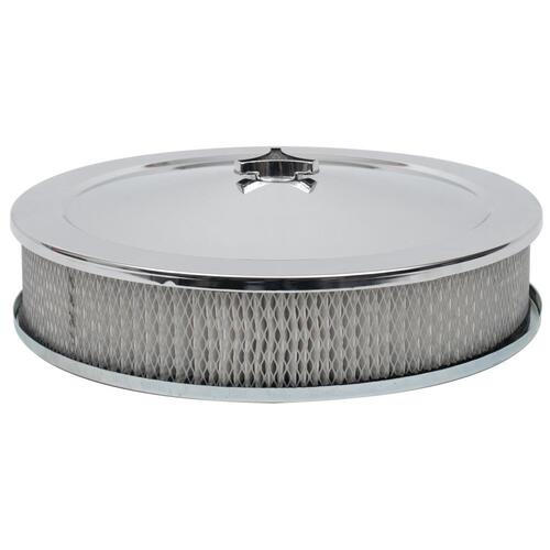 TFI CHROME AIR CLEANER 14'X3' HOLLEY RECESSED BASE