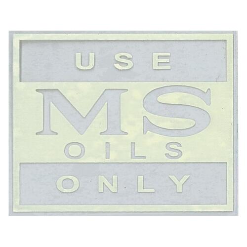DECAL HR HK HT HG 186S ROCKER COVER BLACK 'USE MS OILS ONLY'