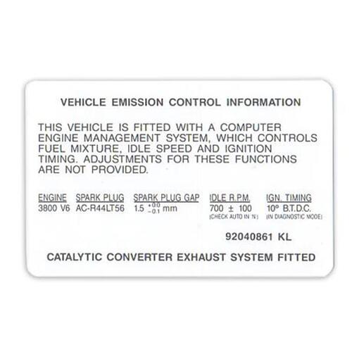 Decal Emission Control VN Series 2 & VP