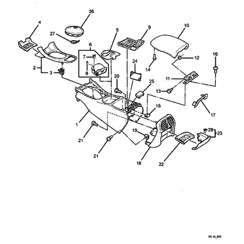 CONSOLE REAR CAP VT VX aztec charcoal no 18 in diagram
