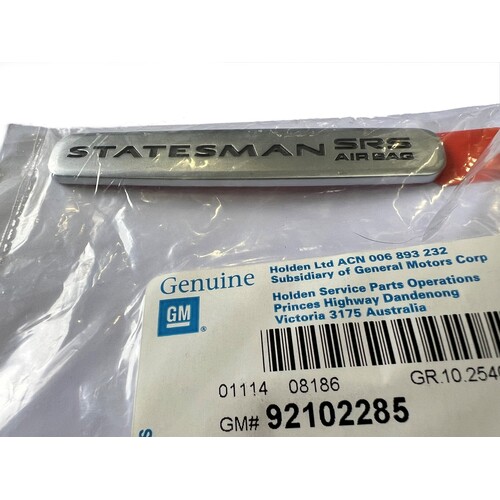 STATESMAN SRS AIR BAG BADGE WK WL DASH