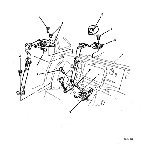 SEAT BELT LEFT REAR WH WK WL STATESMAN AND CAPRICE ANTHRACITE (BLACK) LH SIDE