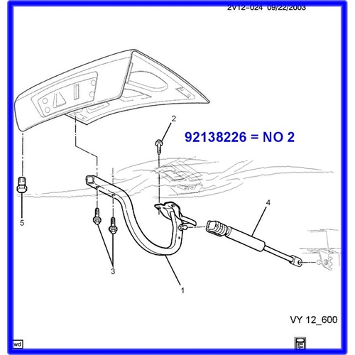 BOLT VT VX VY VX BOOT HINGE NO 2 IN PICTURE