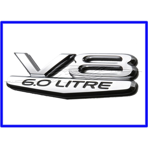 BADGE EMBLEM V8 6.0 LITRE VZ VE WL WM (CHROME & CHARCOAL) PONTIAC GTO 2004-2006
