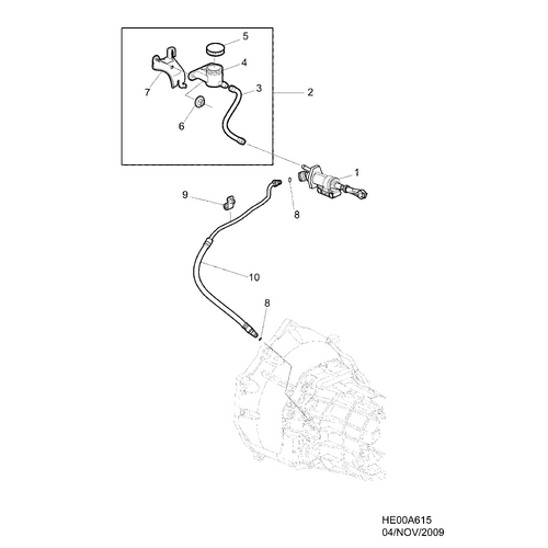 CLUTCH MASTER RESERVOIR BRACKET AND HOSE VE COMMODORE NO 2 IN IMAGE