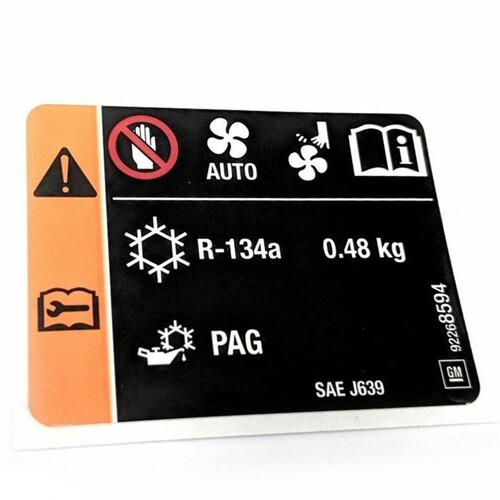 LABEL;AIR CON REFRIG & FAN BLADE VE VF COMMODORE