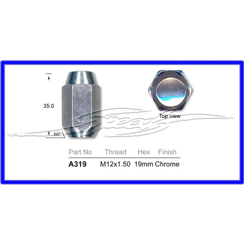MAG NUT STEEL WHEELS ACORN TYPE 12MM X 1.5