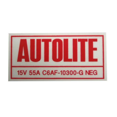 ALTERNATOR DECAL 'AUTOLITE 55 AMP' XW ZC 15V 55A C6AF-10300-G NEG Windsor