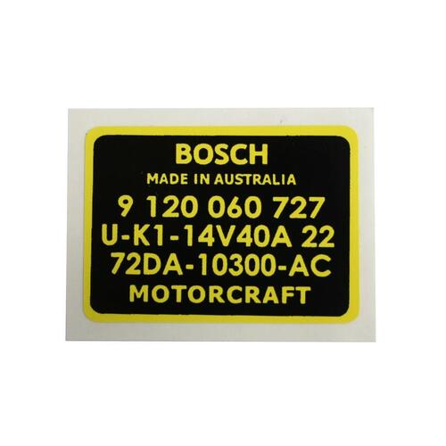 ALTERNATOR DECAL (BOSCH SYSTEM) XA ZF