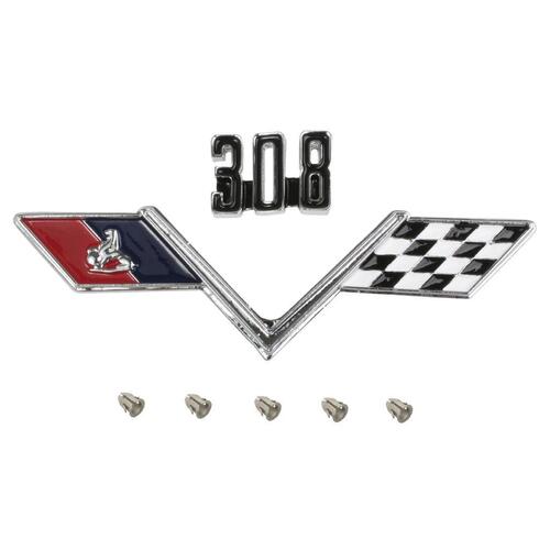 BADGE EMBLEM 308 ENGINE SIZE AND FLAGS BADGE KIT HT HG