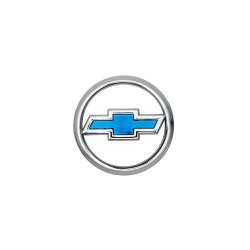 CHEV BADGE CHROME BLUE INSERT BONNET VT VX
