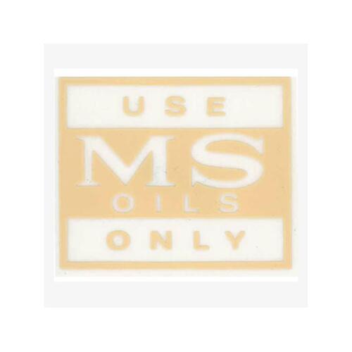 DECAL EH HD HR HK HT HG ROCKER COVER YELLOW 'USE MS OILS ONLY'