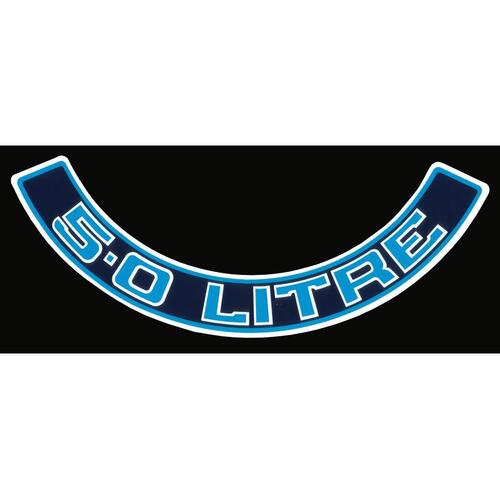 DECAL AIR CLEANER '5.0 LITRE' BLUE BLACK MOTOR WB VC VH VK VL GENUINE GMH